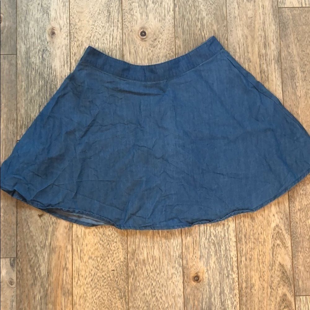 Chambray Denim Jean Mini Skirt Skirt S Blue